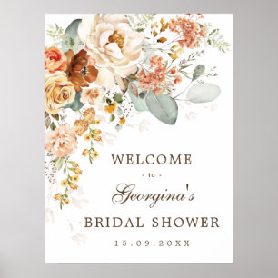 Affiche Bienvenue à la douche de mariage Jaune Orange Brûl