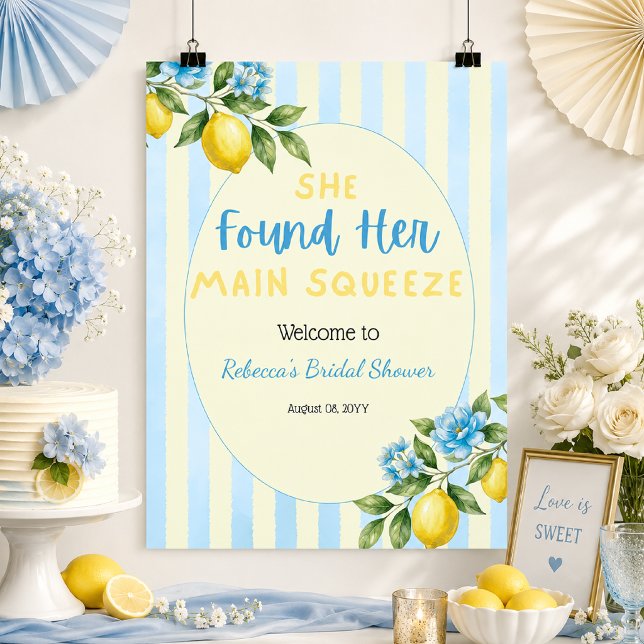 Affiche Bienvenue à la douche de mariage Lemon Main Squeez (Créateur téléchargé)