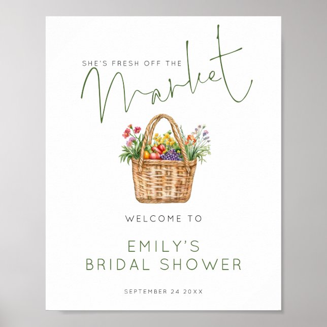 Affiche Bienvenue à la douche de mariée fraîchement arrivé (Devant)