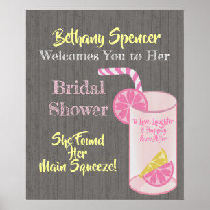 Affiche Bienvenue à la douche nuptiale Main Squeeze Pink L