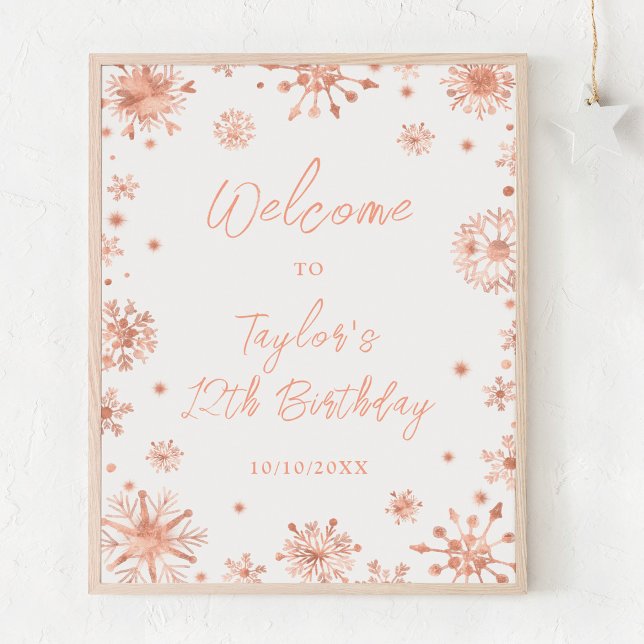 Affiche Bienvenue à la fête d'anniversaire aux flocons de  (Créateur téléchargé)
