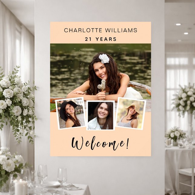 Affiche Bienvenue à la fête d'anniversaire avec collage de (Créateur téléchargé)
