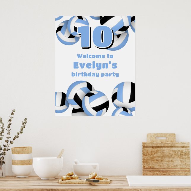 Affiche Bienvenue à la fête d'anniversaire avec des volley (Cuisine)
