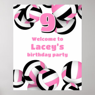 Affiche bienvenue à la fête d'anniversaire avec des volley