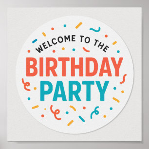 Affiche Bienvenue à la fête d'anniversaire - Colorful Conf