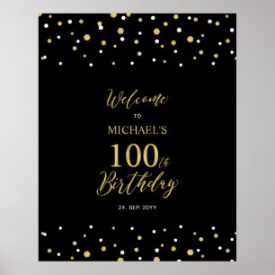 Affiche Bienvenue à la fête d'anniversaire de 100 ans avec