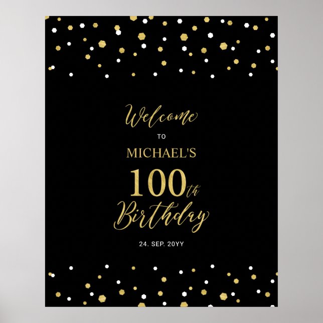 Affiche Bienvenue à la fête d'anniversaire de 100 ans avec (Devant)