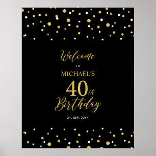 Affiche Bienvenue à la fête d'anniversaire de 40 ans avec 