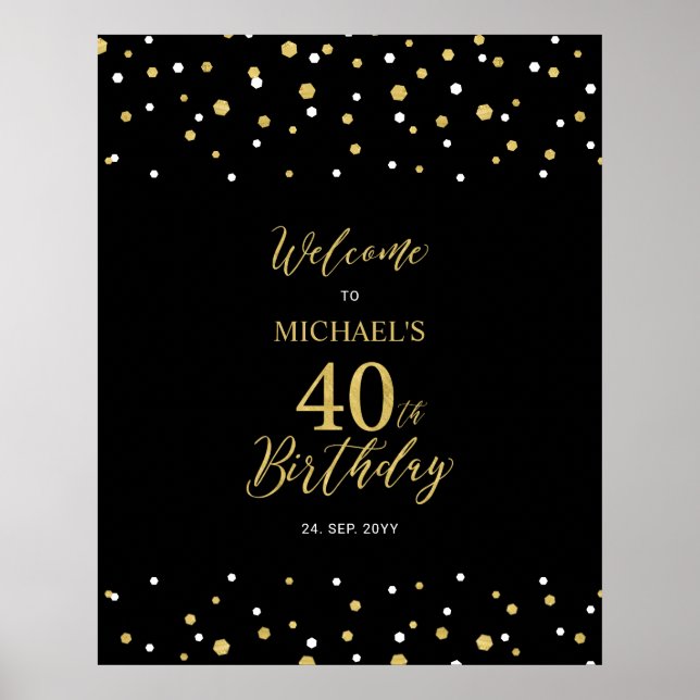 Affiche Bienvenue à la fête d'anniversaire de 40 ans avec  (Devant)