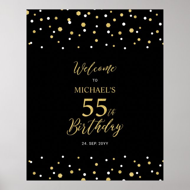 Affiche Bienvenue à la fête d'anniversaire de 55 ans avec  (Devant)