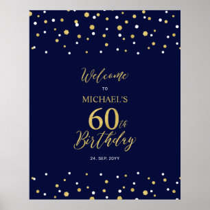Affiche Bienvenue à la fête d'anniversaire de 60 ans Gold 