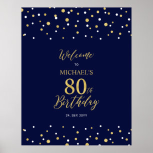 Affiche Bienvenue à la fête d'anniversaire de 80 ans avec 