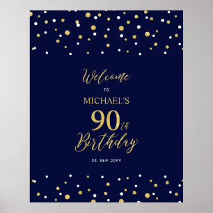 Affiche Bienvenue à la fête d'anniversaire de 90 ans avec