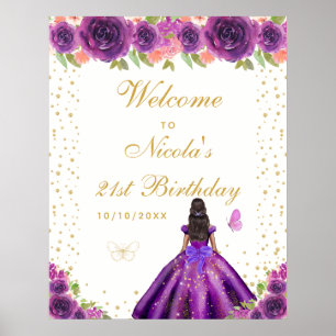 Affiche Bienvenue à la fête d'anniversaire de la fille à l