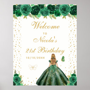 Affiche Bienvenue à la fête d'anniversaire de la fille aux