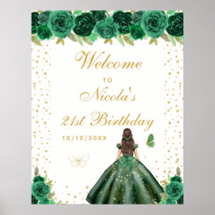 Affiche Bienvenue à la fête d'anniversaire de la fille aux