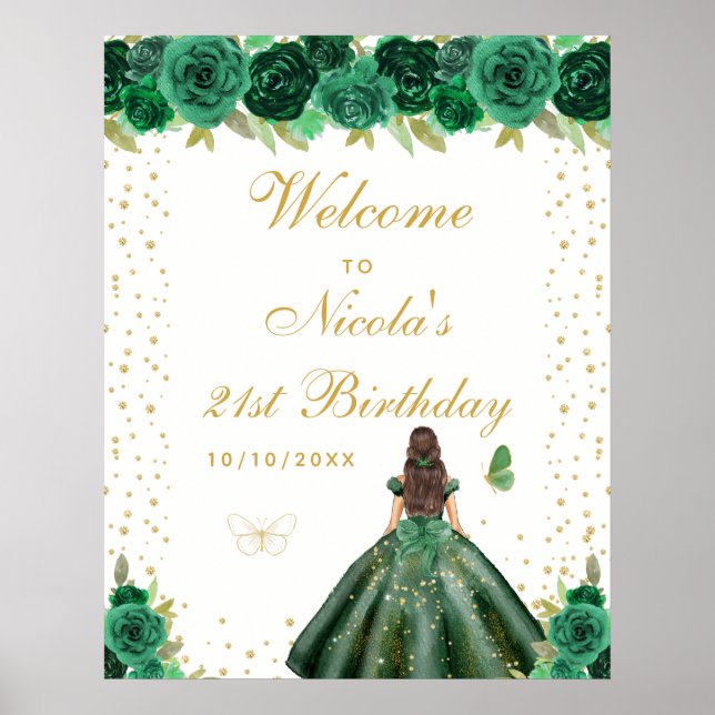 Affiche Bienvenue à la fête d'anniversaire de la fille aux (Devant)