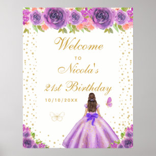 Affiche Bienvenue à la fête d'anniversaire de la fille aux