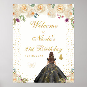 Affiche Bienvenue à la fête d'anniversaire de la fille aux