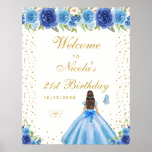 Affiche Bienvenue à la fête d'anniversaire de la fille aux