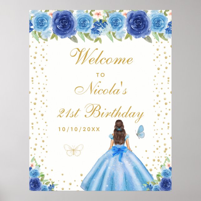 Affiche Bienvenue à la fête d'anniversaire de la fille aux (Devant)