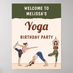 Affiche Bienvenue à la fête d'anniversaire de yoga bohème