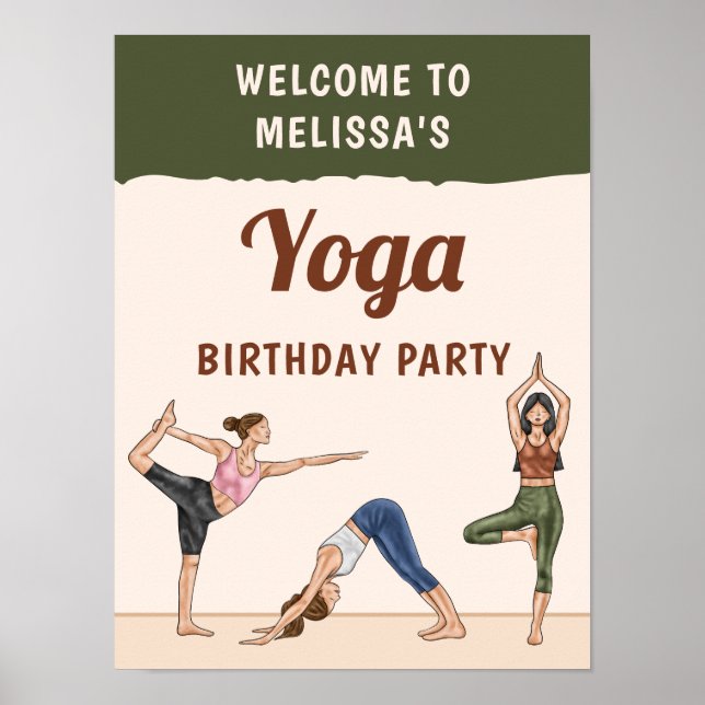 Affiche Bienvenue à la fête d'anniversaire de yoga bohème  (Devant)