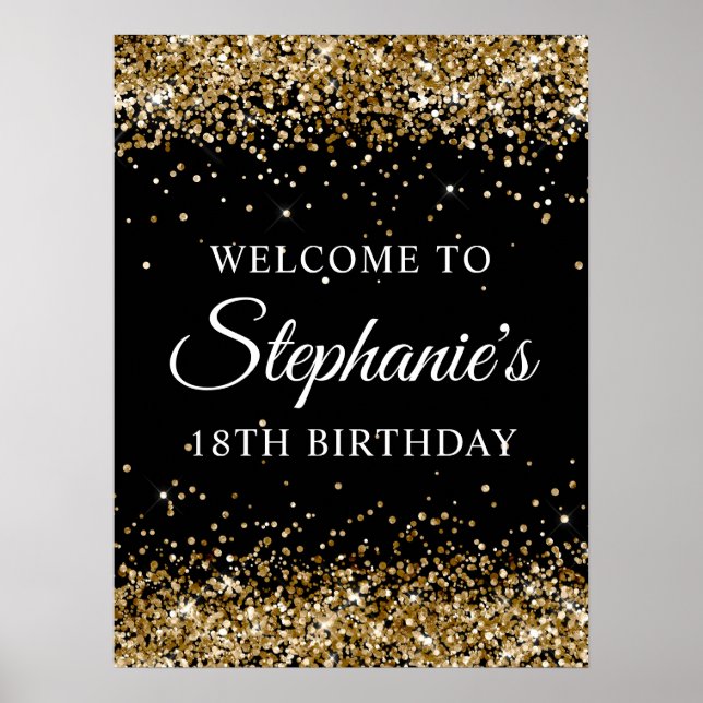 Affiche Bienvenue à la fête d'anniversaire des 18 ans avec (Devant)
