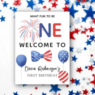 Affiche Bienvenue à la fête d'anniversaire du 4 juillet