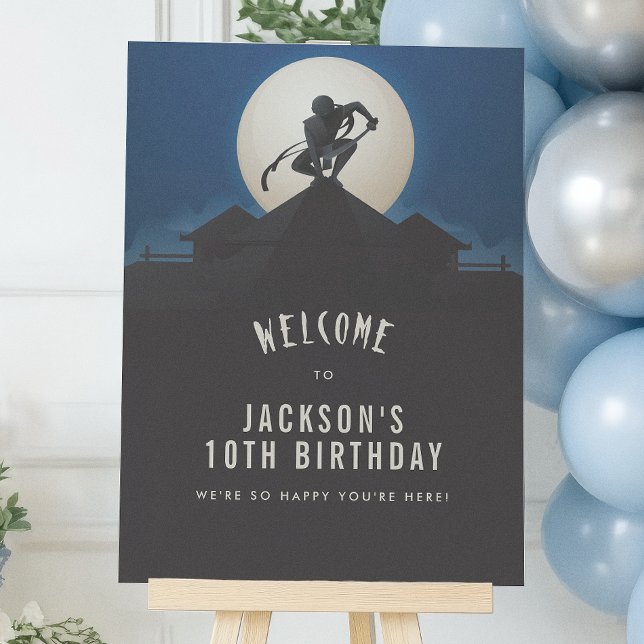 Affiche Bienvenue à la fête d'anniversaire du garçon Ninja (Créateur téléchargé)
