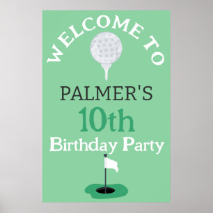Affiche Bienvenue À La Fête D'Anniversaire Du Golf