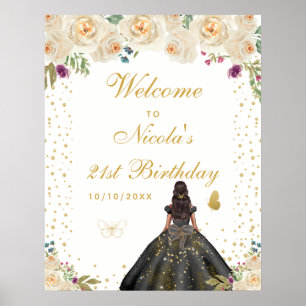 Affiche Bienvenue à la fête d'anniversaire d'une fille à l