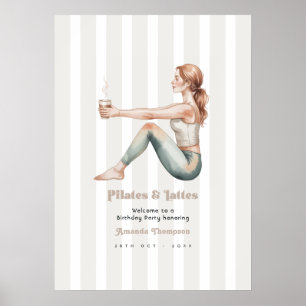 Affiche Bienvenue à la fête d'anniversaire Pilates & Latte
