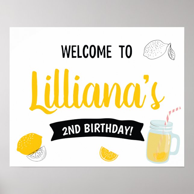 Affiche Bienvenue à la fête d'anniversaire Sunshine Lemona (Devant)