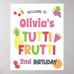 Affiche Bienvenue à la fête d'anniversaire Tutti Frutti co