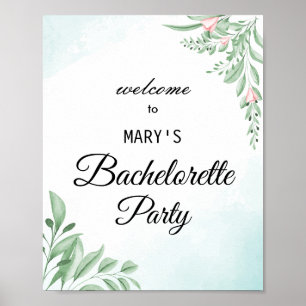 Affiche Bienvenue à la fête de bachelorette bohème bleu po
