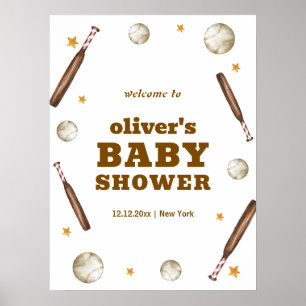 Affiche Bienvenue à la Fête de Bébé Batteur Neutre de Base