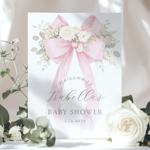Affiche Bienvenue à la fête de bébé fille Coquette Floral