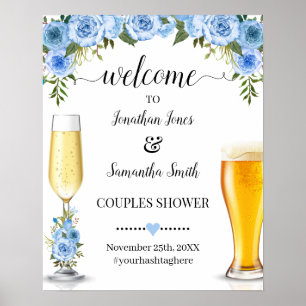 Affiche Bienvenue à la fête de douche pour couples Bulles