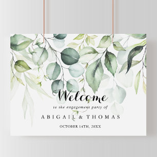 Affiche Bienvenue à la fête de fiançailles au eucalyptus a