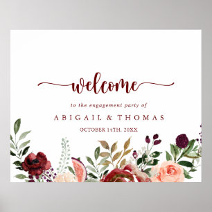 Affiche Bienvenue à la fête de fiançailles florale d'été r