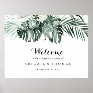 Affiche Bienvenue à la fête de fiançailles Tropical Greene