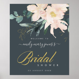 AFFICHE BIENVENUE À LA FÊTE DE MARIAGE À L'AQUARELLE FLEUR