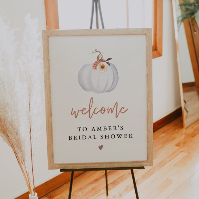 Affiche Bienvenue à la fête de mariage AMBER White Pumpkin (Créateur téléchargé)