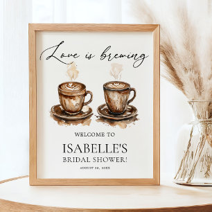 Affiche Bienvenue à la fête de mariage autour du café « L'