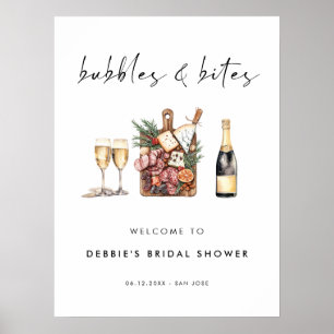Affiche Bienvenue à la fête de mariage Bubbles and Bites