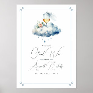 Affiche Bienvenue à la fête de mariage Cloud Wine