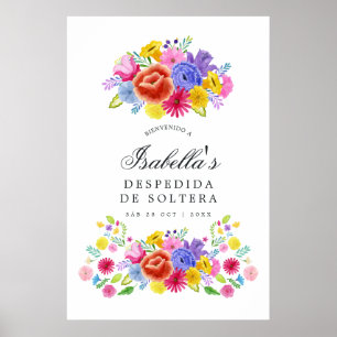 Affiche Bienvenue à la fête de mariage Floral Spanish Fies