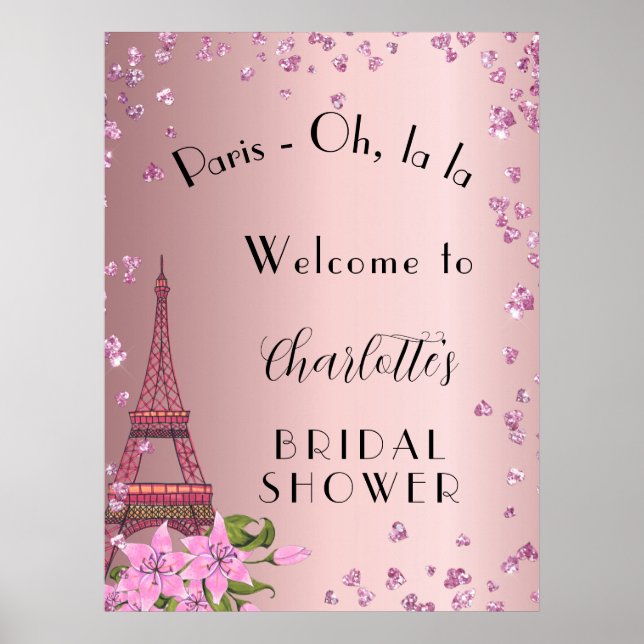 Affiche Bienvenue à la fête de mariage Paris rouge tour ei (Devant)