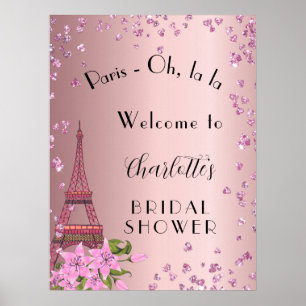 Affiche Bienvenue à la fête de mariage Paris rouge tour ei